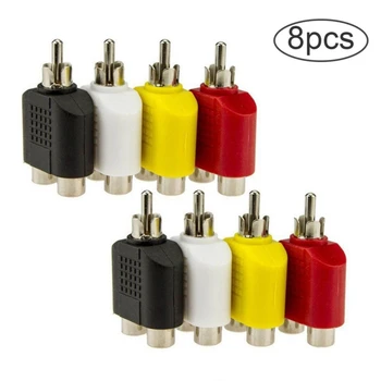 

8pcs/set RCA Splitter Y-shaped 1 Male To 2 Female Plug-and-play AV Audio Video Plug Converter Cable Adapter Durable