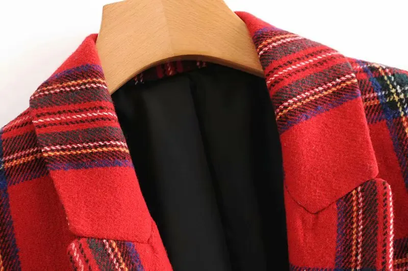 Autumn New Style Europe And America WOMEN'S Dress Fashion Plaid Printed Loose-Fit Single-Breasted Coat W2531