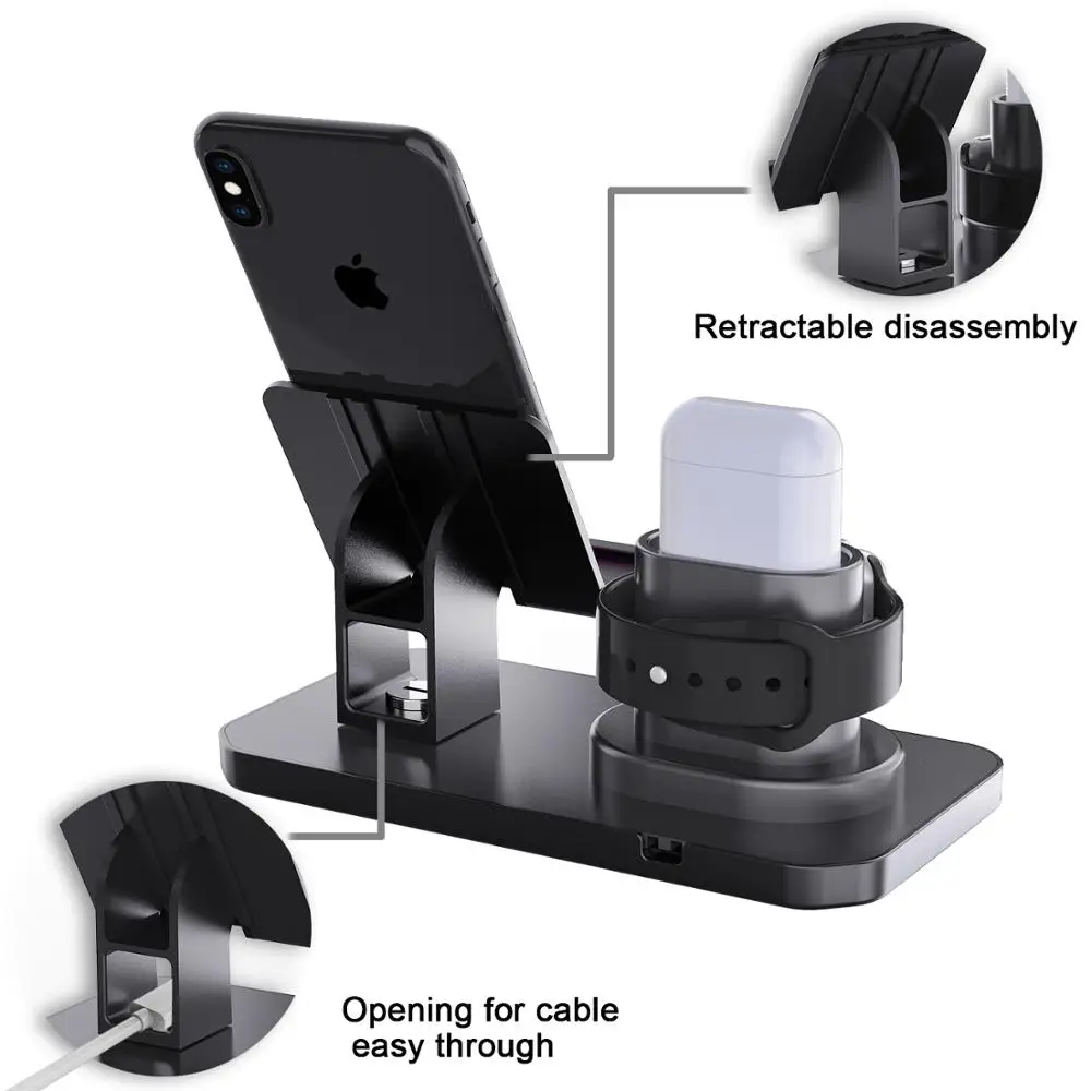 Подставка для Apple Watch держатель зарядки мобильного телефона Airpods iPhone 11Pro XS Max XR 8 7 Plus