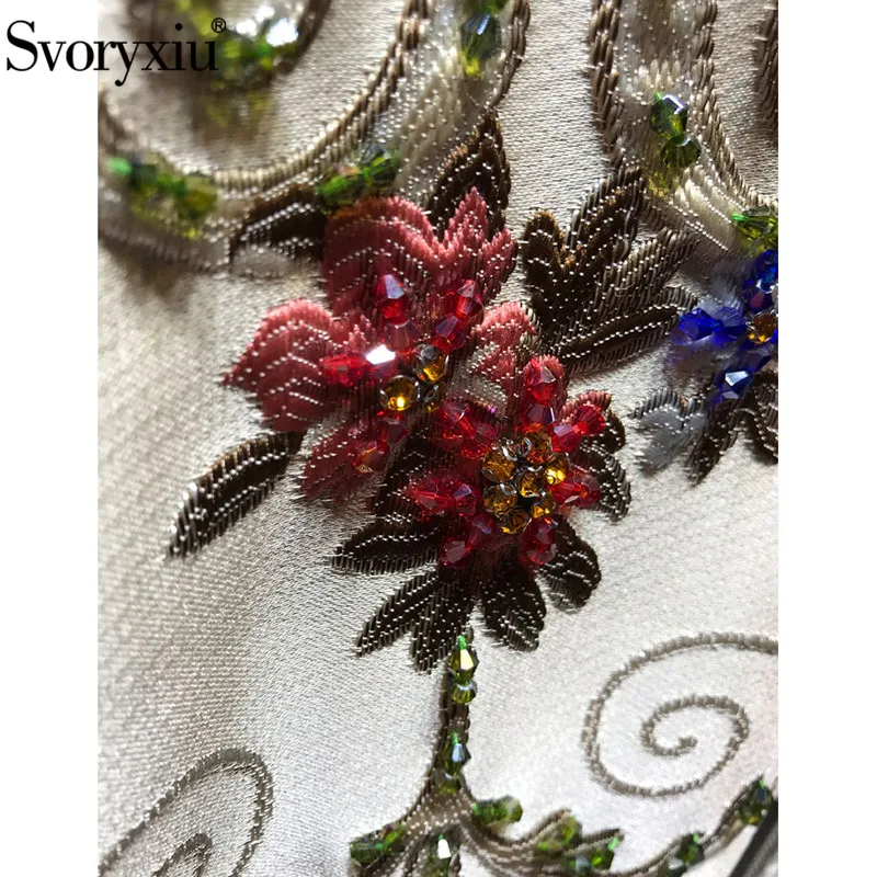 Svoryxiu Высококачественная осенне-зимняя винтажная жаккардовая куртка, пальто, женская Роскошная разноцветная куртка с длинным рукавом и бисером, верхняя одежда