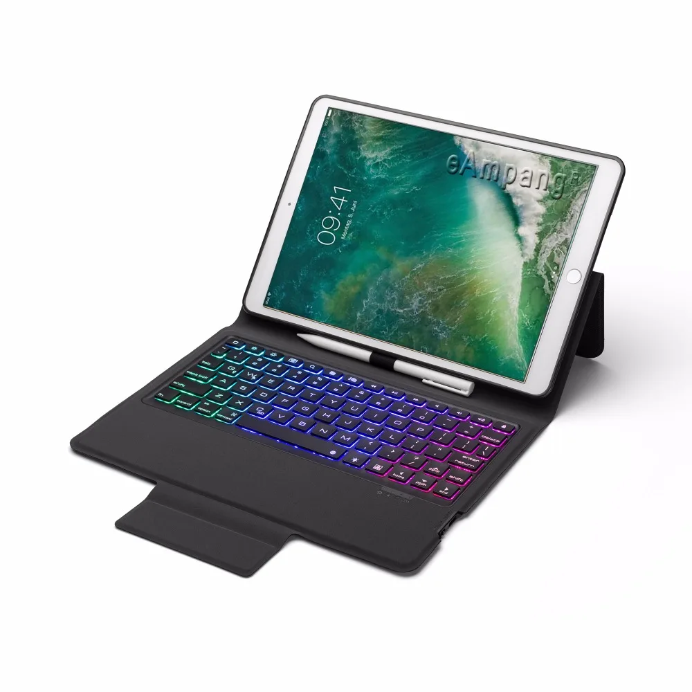 7 Backlit Keyboard Case For Apple iPad Pro 10.5 A1701 A1709 A1852 Case for iPad Pro 10.5 Keyboard Cover Ultra Thin+Flim+Pen