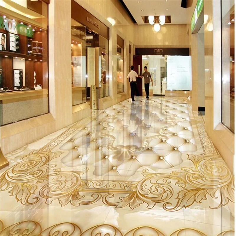 

beibehang Custom wallpaper 3D stereo flooring large European luxury gold rose marble soft package parquet floor 3D floor tiles