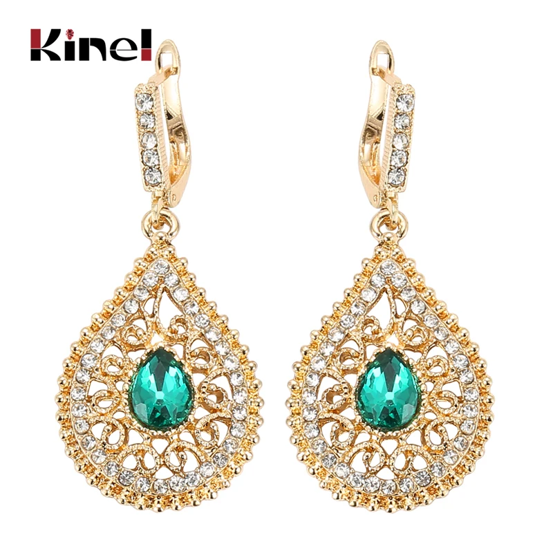 Модные золотые висячие серьги Kinel из Дубая для женщин марокканские этнические