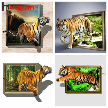 

Huacan Diamond Painting 5D Tiger Diamond Embroidery Cross Stitch Animal Art Kits Mosaic Decor For Home