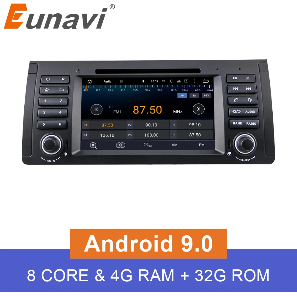 Eunavi Octa 8 ядро Процессор Android 9 0 шт. 1 Дин DVD GPS Радио стерео для BMW E53 E39 X5 Поддержка ТВ 4G