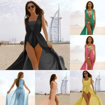 

Summer Women Sexy Beach Long Dress Swimwear Beach Cover Up Cardigan Swimwear Bikini Cover Up Robe Plage Bathing Suit Beachwear