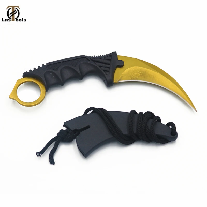 Gold Стальные коготь ножи охотничий нож CS GO Тактический коготь Шейный нож Походный походный открытый самооборонный охотничий нож для выживания - Цвет: Gold