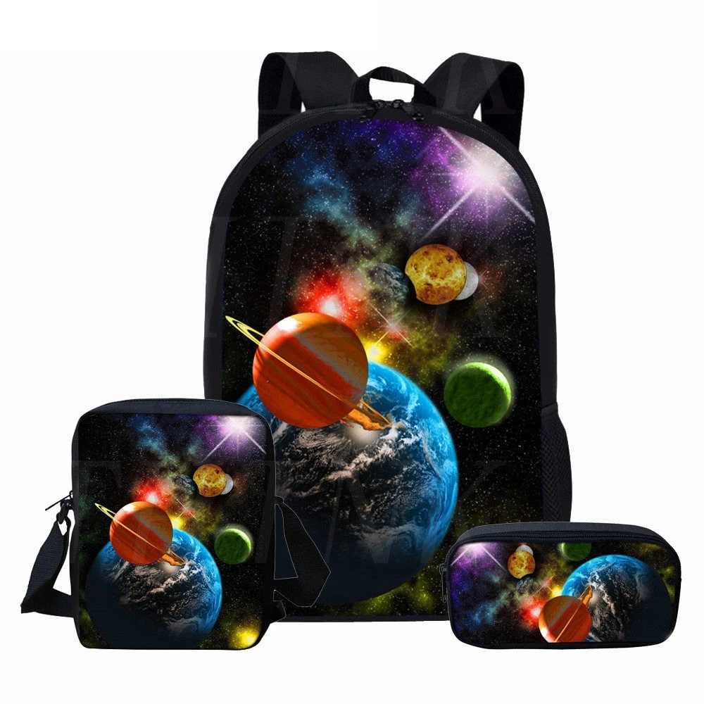 

THIKIN Galaxy Planet Backpack 3d Print Children School Bag Set Student School Satchel Teenager Schoolbag Kids Bag Mochila