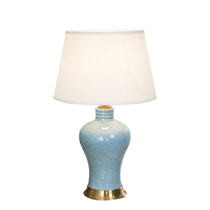 Chinese White Peacock Pattern Ceramic Table Lamp For Bedroom