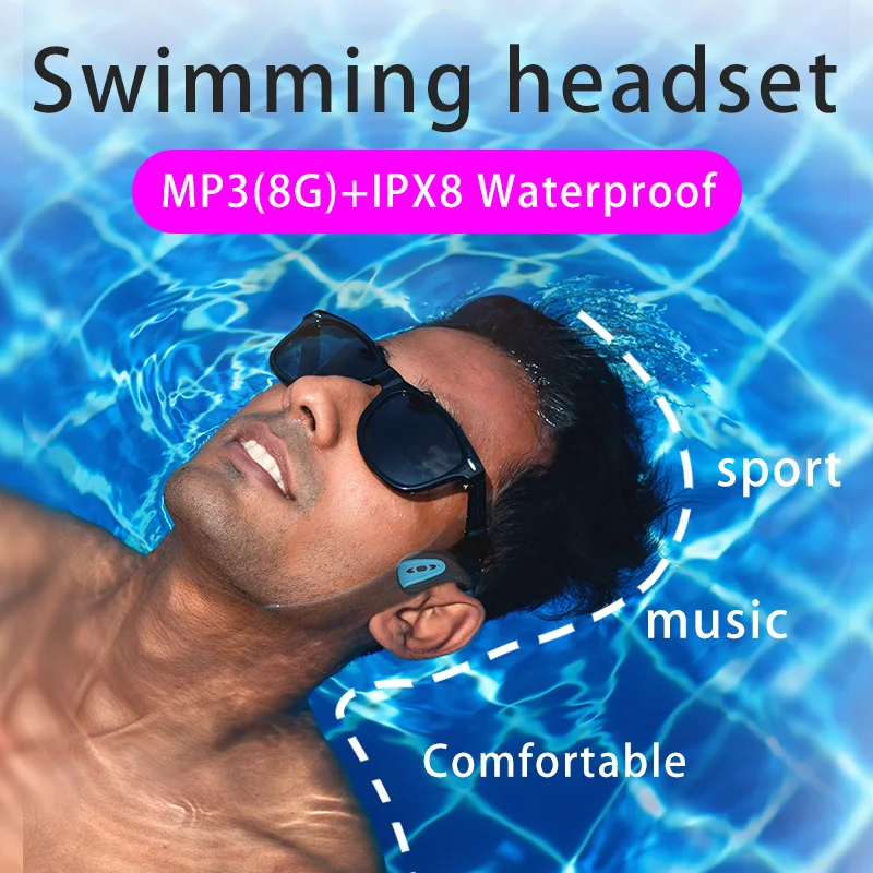 Aoogoor Wireless Bluetooth 5.0 Bone Conduction Earphones Wireless Outdoor Swimming Painless and Waterproof