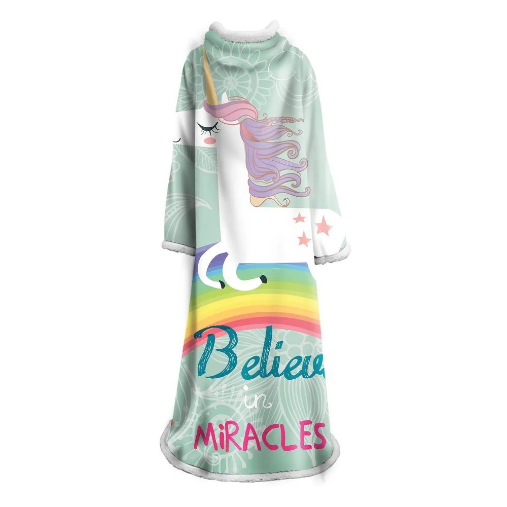 

Unicorn Throw Blanket With Sleeve Nautical Map Cool Bedspread Navy Blue White Plush Sherpa Blanket for Bed Sofa 150x200