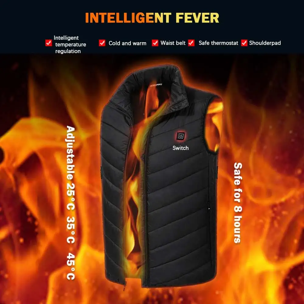 Для мужчин и женщин Открытый USB Инфракрасный нагревательный жилет куртка зимняя гибкая электрическая тепловая одежда жилет Рыбалка Пешие прогулки