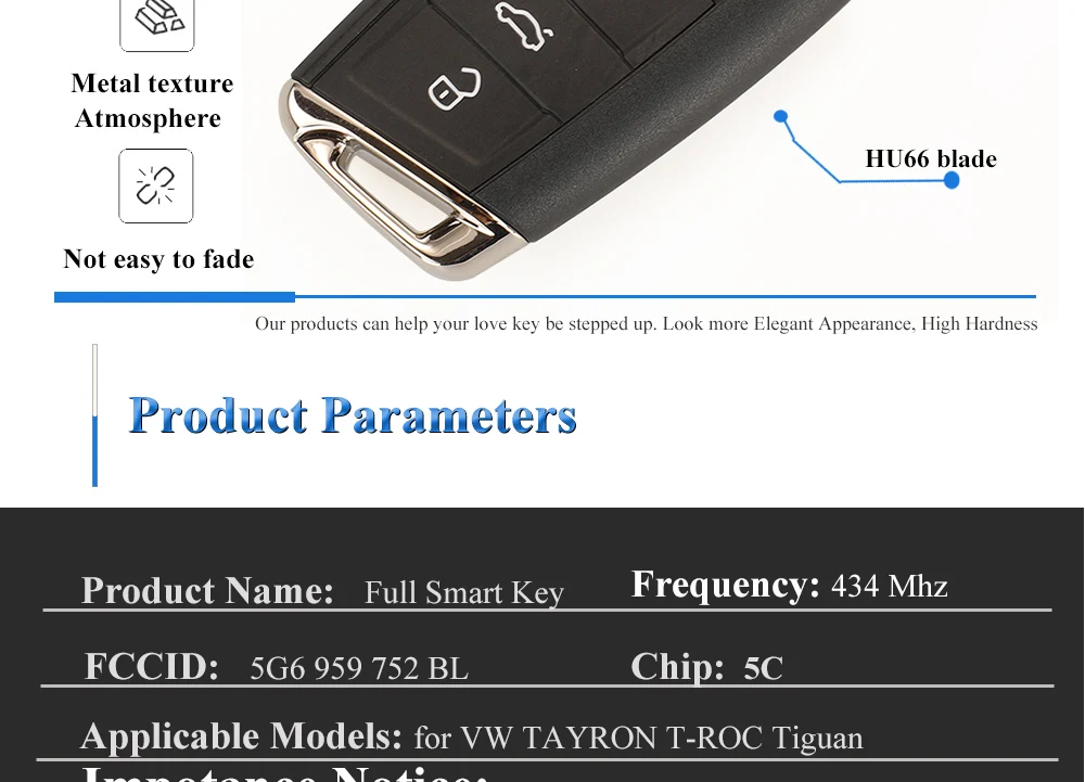 Keyforkess originale 5C 5C Chip Flip Remote Keyless vai per VW whoron T-ROC Tiguan chiave dell'automobile Fob 5G6 959 752 BL parte originale - H0d3903327c6e4ff4a9f58a3ef92dd072b