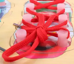 Детская деревянная шнуровка обуви кружева головоломки Ly09 образовательная практика резьба струнные шнурки игрушки