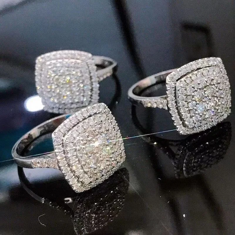 Silver Ring New Big Bling Zircon 925 Sterling Siliver Rings for Women Fashion Wedding Engagement Jewelry for Women