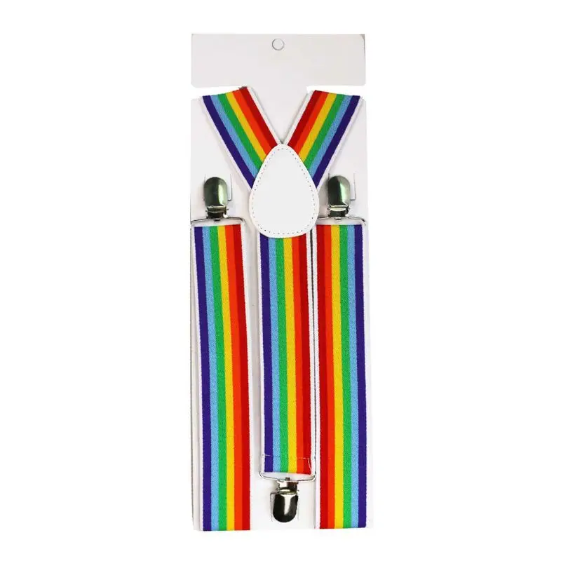 Детский пояс для подтяжек в разноцветную полоску с радужными ремешками для мальчиков и девочек; модные ремни с пряжкой; Q39C - Цвет: NO.1