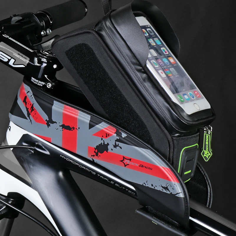 Wasserdichte MTB Fahrrad Touchscreen Hülle Handy Front Tasche Rohrrahmen Tasche