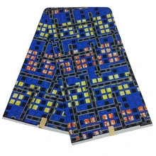 Замечательный цветной принт синий полиэстер Высокое качество африканская Анкара Гарантированная настоящая голландская восковая Ткань 6 ярдов