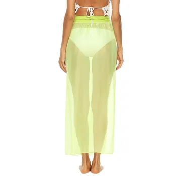

European American Women Sexy Skirts One-Piece Strap Beach Skirts Female Transparent Chiffon Light Sheer Skirt Fashion Clothing