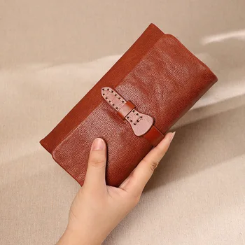 

Vintage Cell Phone Wallet Long Leather Ribbon Handmade Wallet Folded In Bulky Wallet