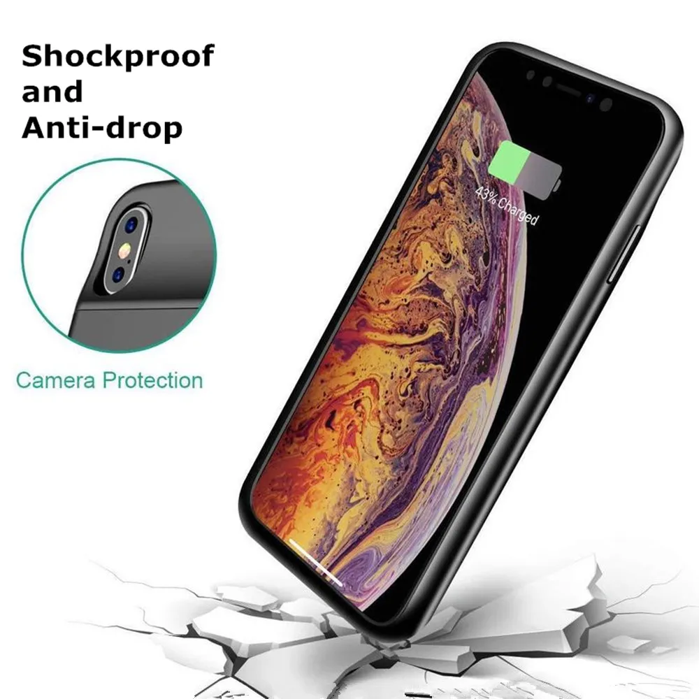 Чехлы с зарядным устройством для iPhone XS Max XR чехол внешним аккумулятором мягкий