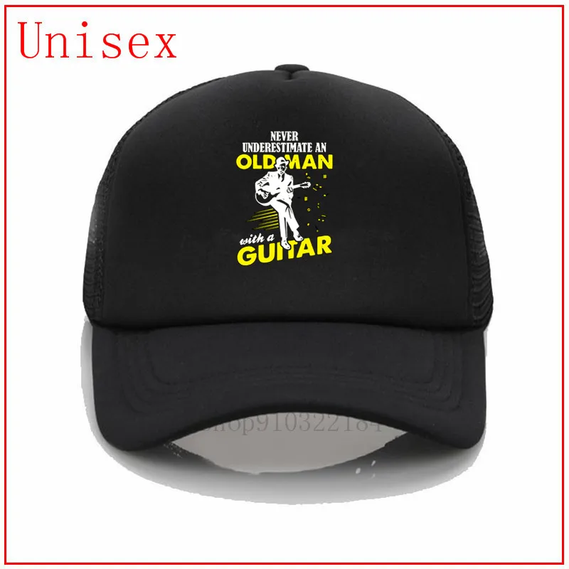 never underestimate an old man with a guitar white black hat baseball cap fashion style hats for women golf hijab caps | Аксессуары для