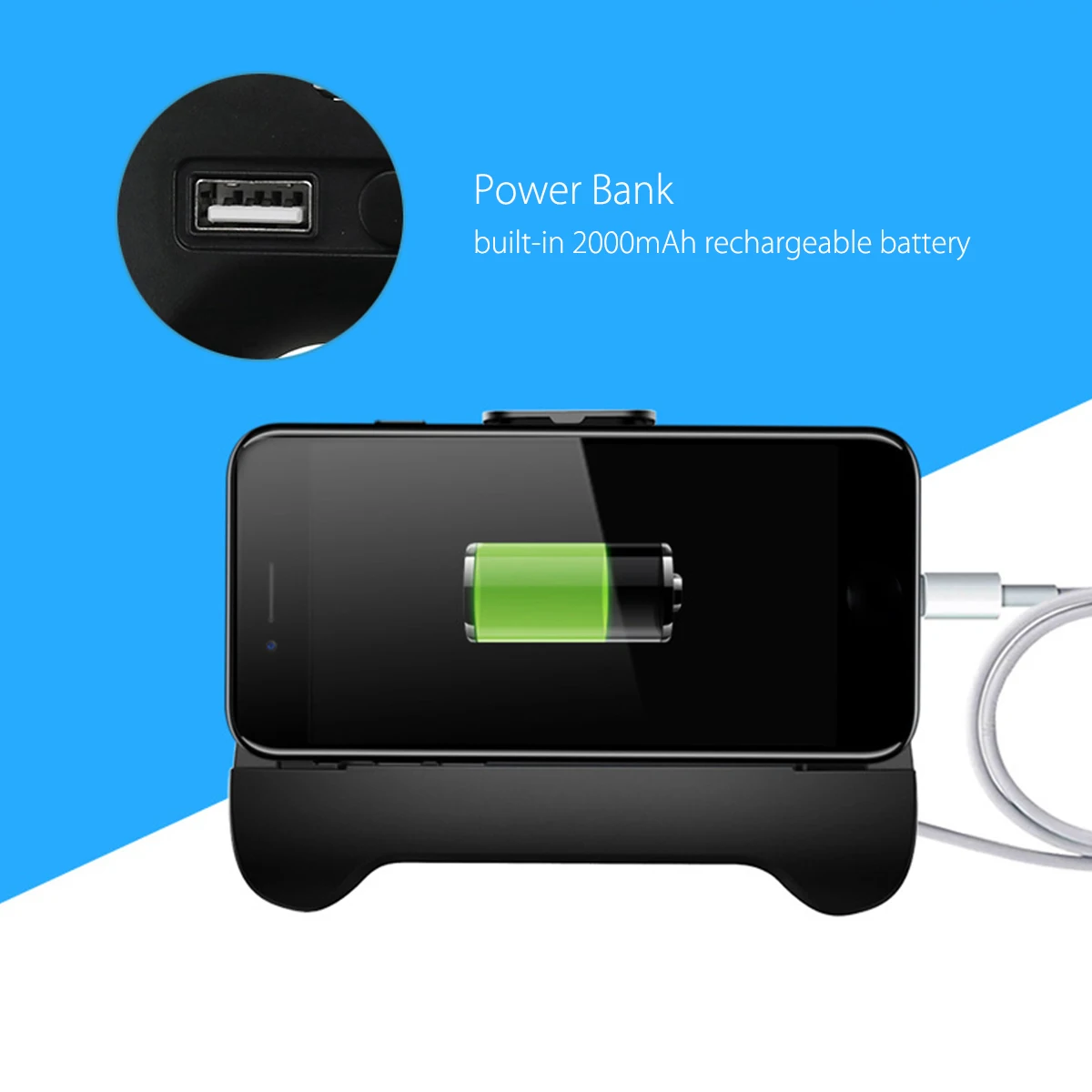  4 in 1 Phone Gamepad Game Handle Joystick Smartphone Holder 2 Cooling Fan 2000 mAh Bank For PUBG