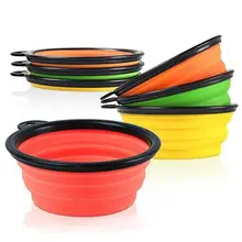 Silicone Travel Dog Bowl Collapsible Premium Quality Food Water Pet Travel Bowl Free Foldable Cup Dish for Dogs Cats drop shippi