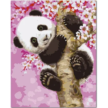 

Panda home decor pictures on canvas diy oil painting by numbers drawing nodular pictures one the wall art
