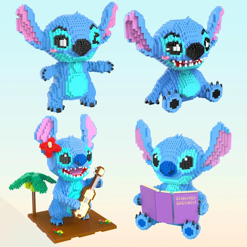

2882pcs Guitar Stitch Diamond Building Block Mirco Lilo Doll & Stitch Figure Blocks Cute 3D Model Children For Mini Bricks Toys