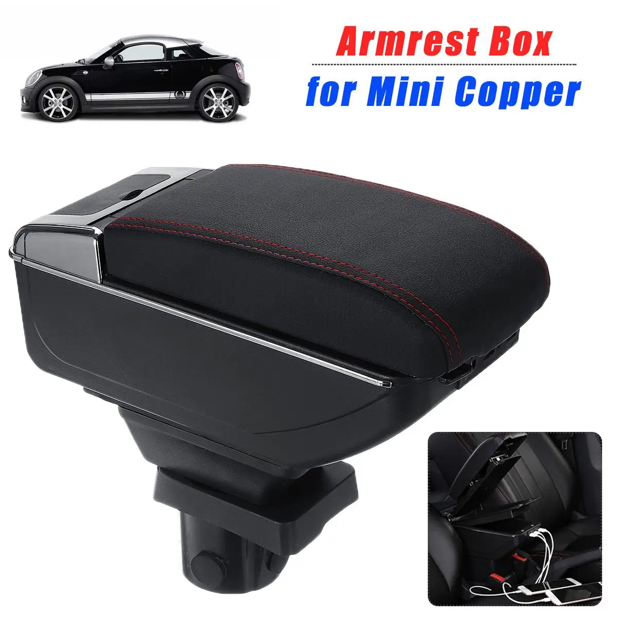 Для MINI Cooper CoupePU кожаный подлокотник коробка центральный ящик для хранения Контейнер с подстаканником 7 USB порт авто аксессуары