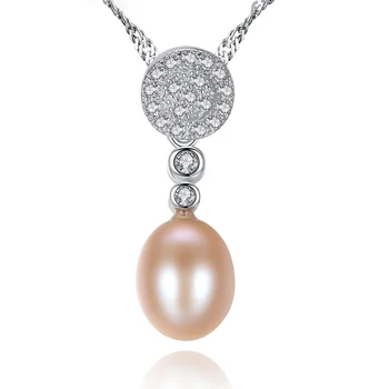 

MetJakt S925 Sterling Silver Micro-Inlaid 3A Zirconium Stone 7-8mm Freshwater Pearl Fashion All-match Women's Necklace