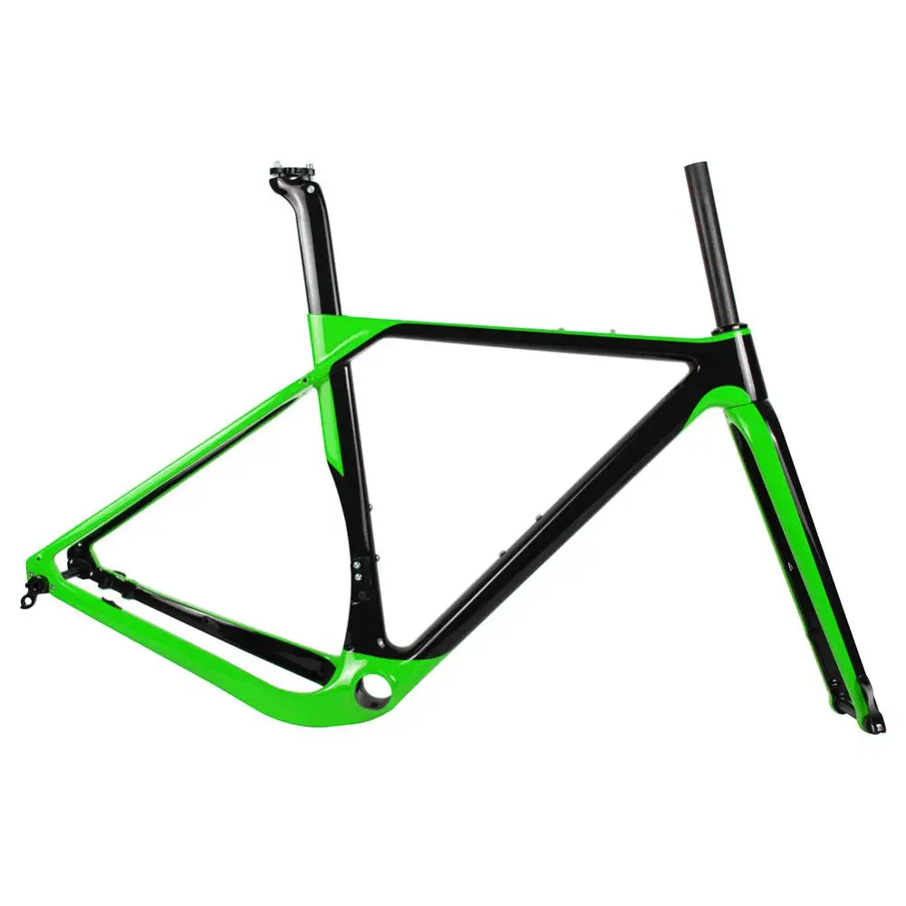Spcycle T1000 полный карбоновый гравий рама Аэро дисковый тормоз Велокросс рама велосипеда дорожный велосипед набор Рам макс шины 700* 40C или 27,5*2,1" - Цвет: Light Green Color