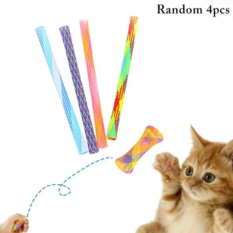 Cat Spring Tube Toy Stretchable Kitten Spring Toy Cat Interactive Toy Pet Chew Toy Cat Coil Toy Kitten Teaser Toy Random Color 