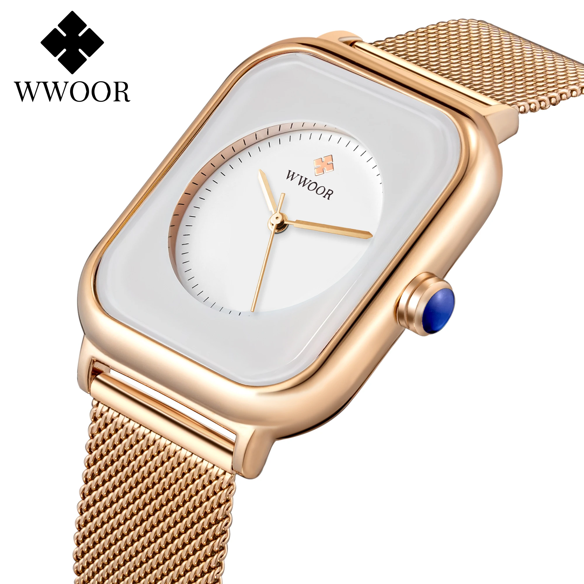 Simple Women Square Watches Luxury Brand Fashion Dress Bracelet Watch Female Mesh Strap Waterproof Quartz  Feminino_voghion.com