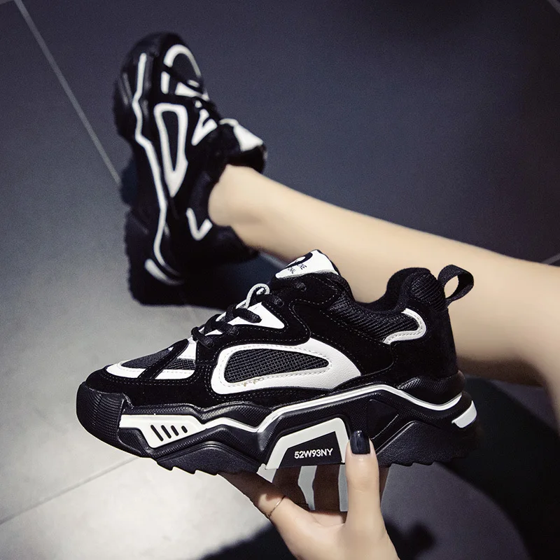 

Mixed Color Sneakers Women Shoes Trainers Fashion Vulcanized Shoes for Winter Non Slip Platform Chunky Sneakers 2019