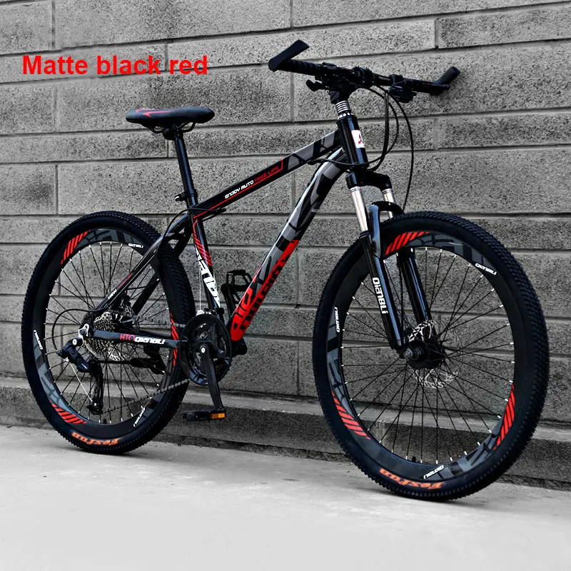 Matte black red Горный велосипед 26 дюймов из алюминиевого сплава с переменной скоростью внедорожный двойной дисковый тормоз для взрослых студентов мужчин и женщин - Цвет: Matte black red