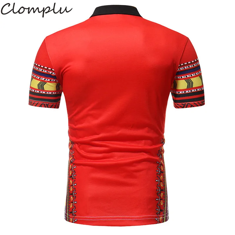 Clomplu одежда в африканском стиле Дашики Мужская модная футболка с короткими рукавами с принтом Мужская одежда летние традиционные рубашки белый красный