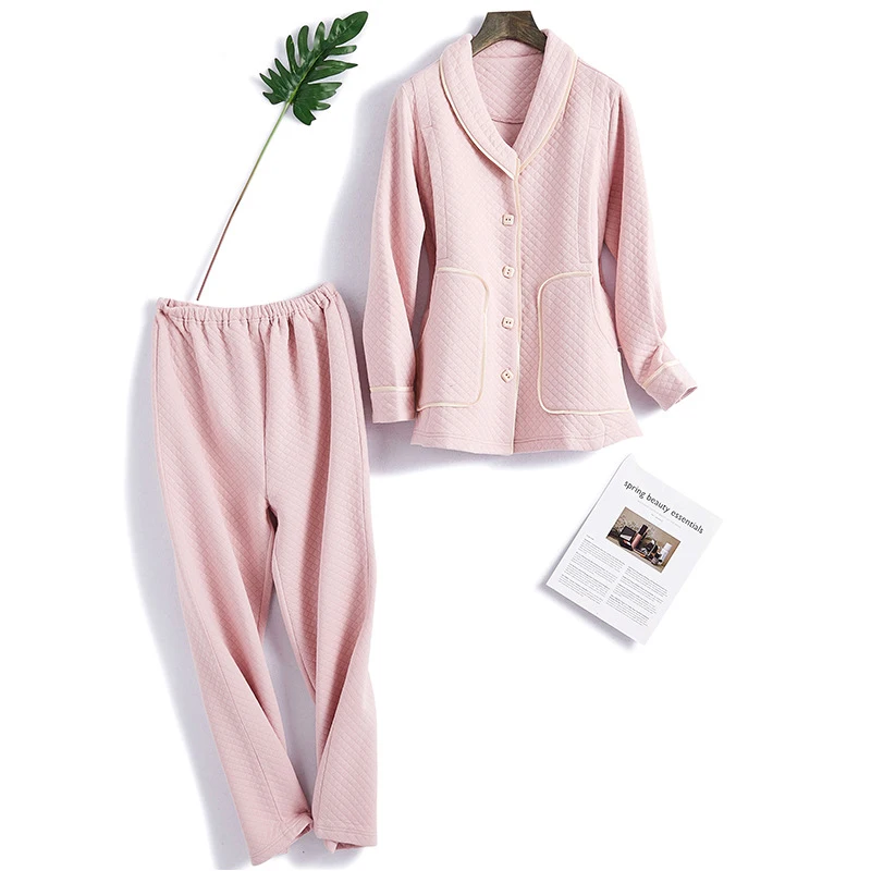 

Autumn Winter New Pregnant Women Sleepwear Maternity Pajama Cotton Nursing Pyjamas Pink/Blue Breast Feeding Nightwear