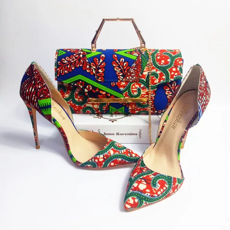 Красивый комплект из парафинированной ткани и сумочки с принтом в Анкаре; комплект из женских туфель; обувь разных стилей по индивидуальному заказу; размеры 36-43 A12-6 - Цвет: as picture 9