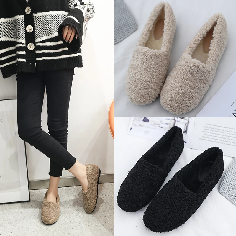 

Shoes Woman 2019 Loafers Fur Slip-on Women Clogs Platform Shallow Mouth Flats Increas Height Casual Female Sneakers Round Toe