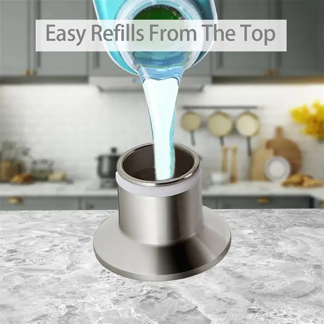 Samodra เครื่องจ่ายสบู่เหลวพร้อมขวด Chrome/นิกเกิลทองเหลืองหัวปั๊มสําหรับอ่างล้างจานตู้ทําสบู่อุปกรณ์ครัว 5 Samodra เครื่องจ่ายสบู่เหลวพร้อมขวด Chrome/นิกเกิลทองเหลืองหัวปั๊มสําหรับอ่างล้างจานตู้ทําสบู่อุปกรณ์ครัว 5