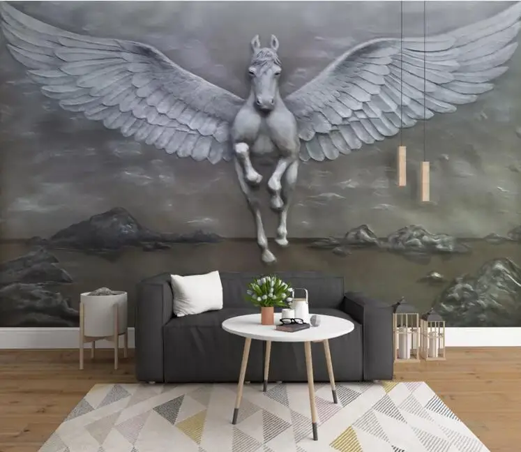Пользовательские papel де parede 3d, рельефная лошадь Фреска с гостиной спальни фон для домашнего декора водонепроницаемый обои