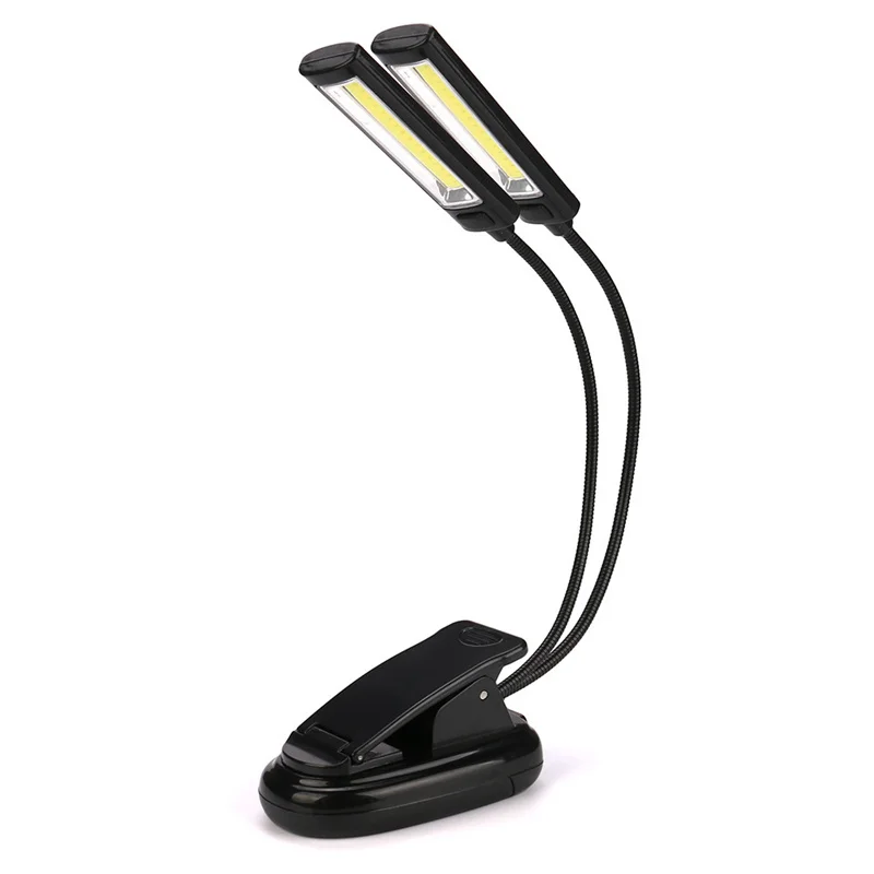 Гибкий usb-зажим 2x COB светодиодный светильник для чтения, учебы, стола, настольная лампа, перезаряжаемая