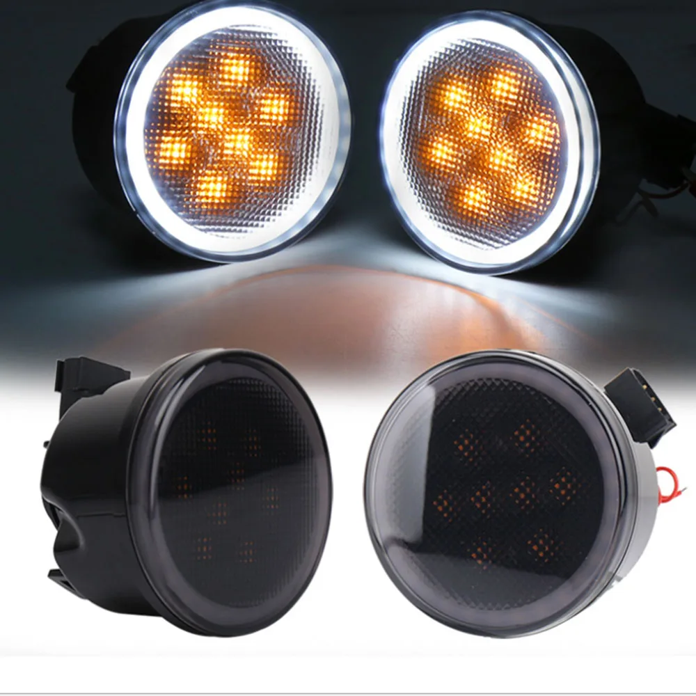 

2 Pcs Front Turn Signal Light Fender Side Light Combo Lens for Jeep Wrangler LED for Jeep Wrangler JK 2007-2016