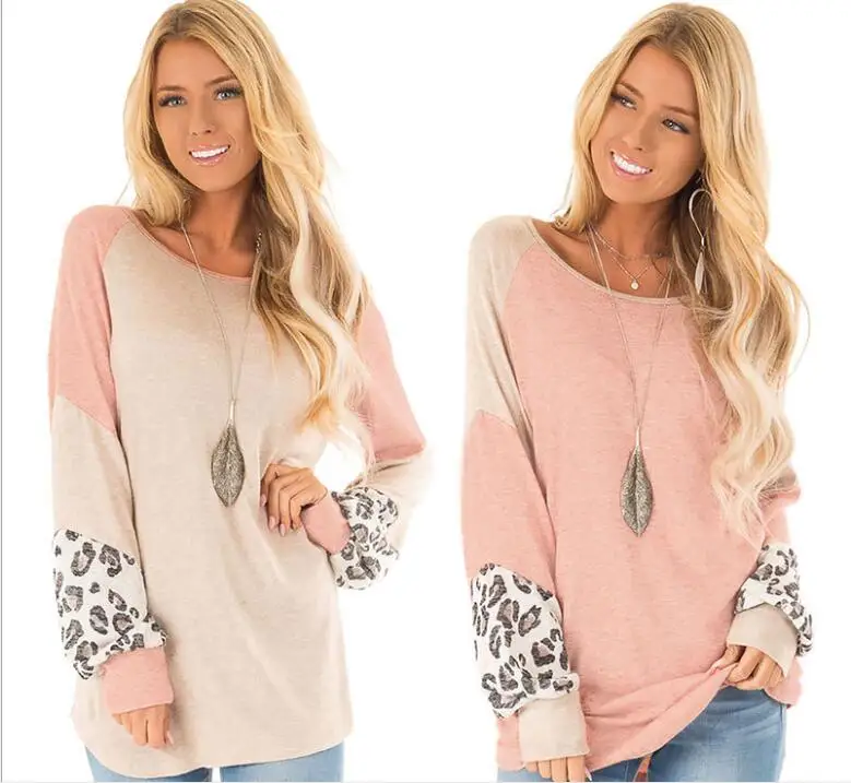 2019 осень-зима футболки для девочек с длинными рукавами Леопардовый принт