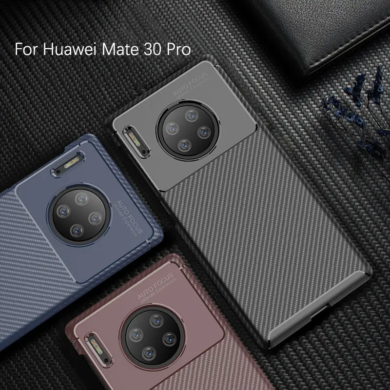 Чехол для Huawei Mate 30 Pro Роскошный чехол из углеродного волокна Мягкий Силиконовый