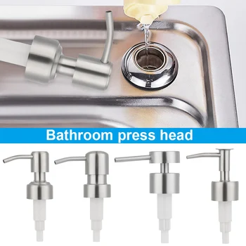 

Silver+White 304 Stainless Steel Soap Pump Replacement Nozzles Liquid Lotion Dispenser Bathroom Hardware Extension Tubes Jar Tub