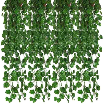 

24 Packs of Artificial Ivy Leaf Plant Vine Hanging Wreath Fake Leaf Flower Home Garden Wall Decoration Green Watermelon