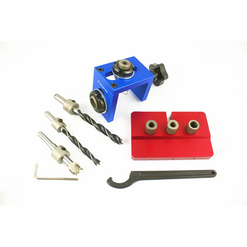 

WSFS Hot 3In1 Woodworking Pocket Fixture Kit Step Drill Bit Locator Manual Tool Joiner With Wrench Screwdriver Woodworking Saw S